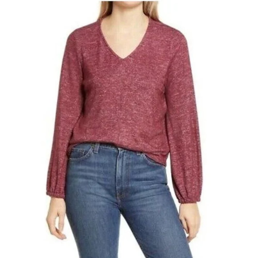 Bobeau marled V-neck Top
